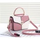 Women’s summery fun leather messenger crossbody bag with metal ring handle and lock